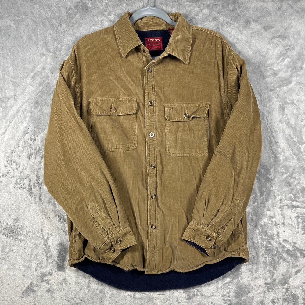 Arrow Corduroy Shirt Jacket Mens Medium Tan Fleece Lined Workwear‎ 52K8688254